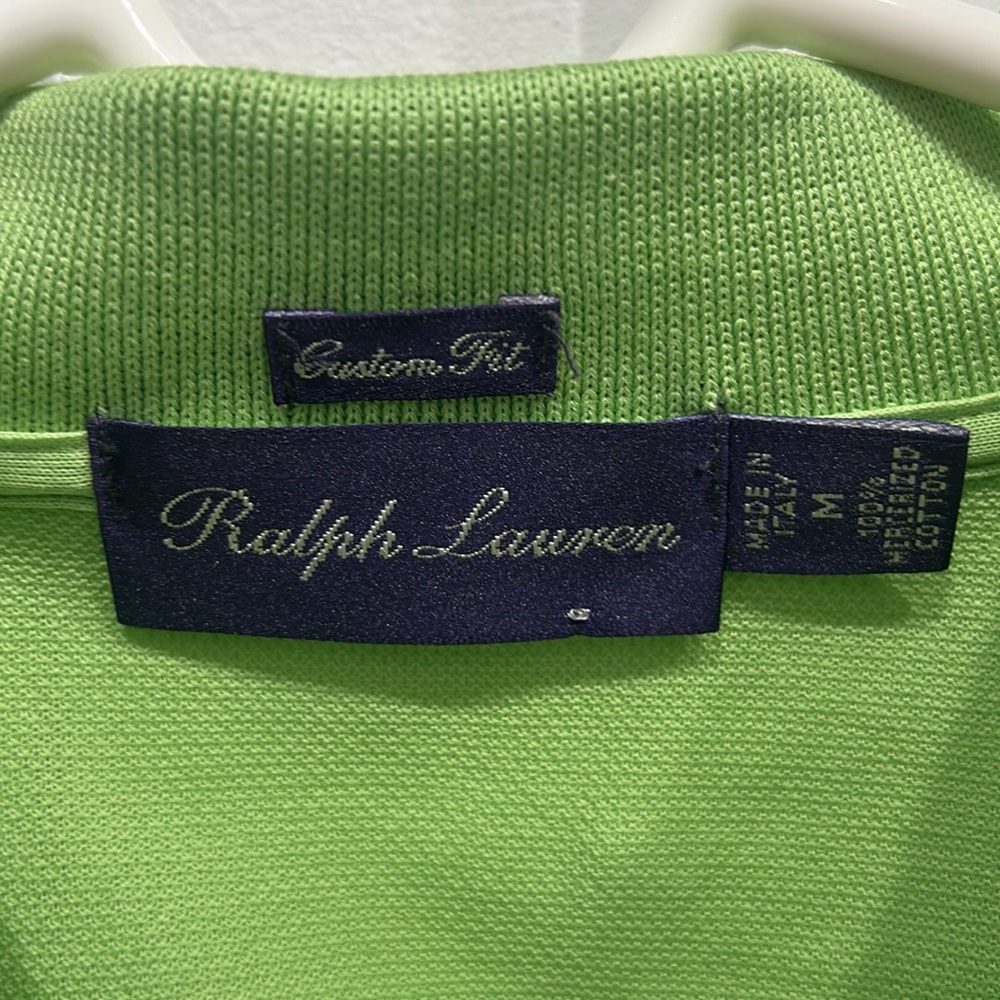 Purple Label Ralph Lauren Lime Green Polo Shirt, Men, Mercerized cotton, size M - Picture 3 of 7